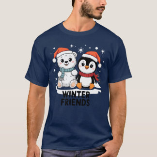 T-shirt Amis d'hiver Cosy Noël avec les ours Pinguin r