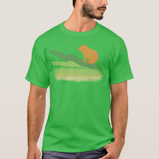T-shirt Amis du zoo animal pun capybara crocodile