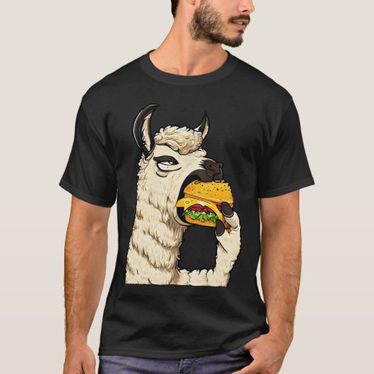 T-shirt Amis lama mangeant des cheeseburgers (Devant)