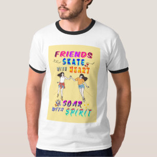 T-shirt Amis Patineur à Bague Patiner Avec Coeur S'envole