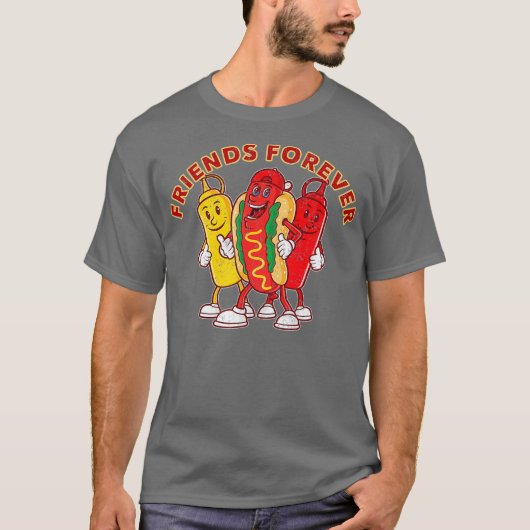 T-shirt Amis pour toujours Hot Dog Ketchup Mustard Funny (Devant)
