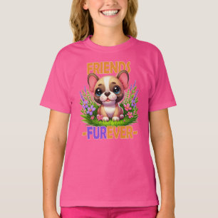 T-shirt Amis pour toujours jeu de mots. Mignon chiot Boule