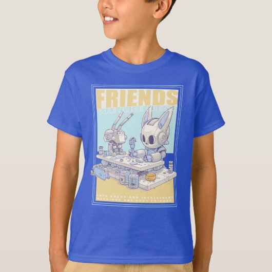 T-shirt Amis robot lapin et machine 071502 (Devant)