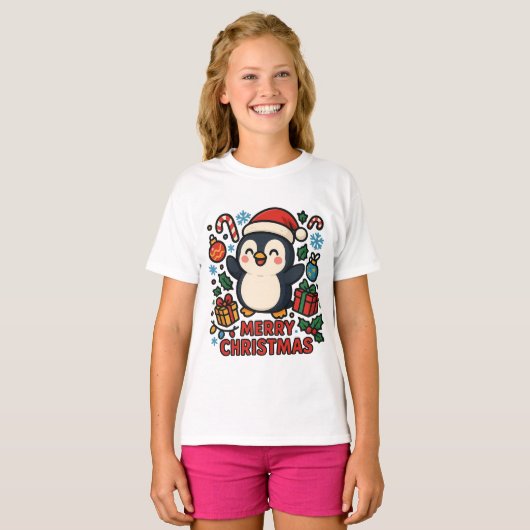 T-shirt AMITA | Merry Christmas Penguin (Devant entier)