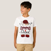 T-shirt Amma Claus Red Plaid - Grand-mère Cadeau (Devant entier)