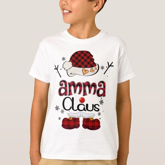 T-shirt Amma Claus Red Plaid - Grand-mère Cadeau (Devant)