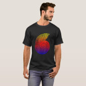 T-shirt Ammonite Rouge Bleu Jaune Conception Fossile (Devant entier)