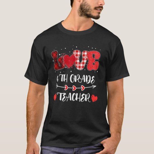 T-shirt Amour 4e année Enseignant Coeur Leopard Buffalo Pl (Devant)