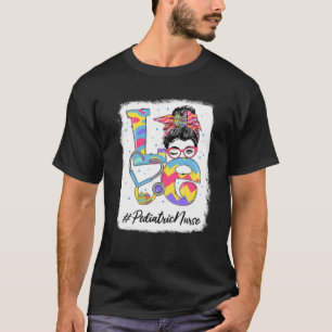 T-shirt Amour amusant Infirmière pédiatrique Messy Bun Jou