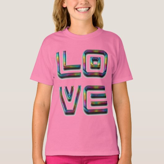 T-shirt Amour amusant Texte de typographie arc-en-ciel uni (Devant)