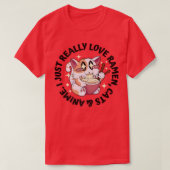 T-shirt Amour Anime, Chats & Ramen - Japonaise Moe Otaku (Design devant)