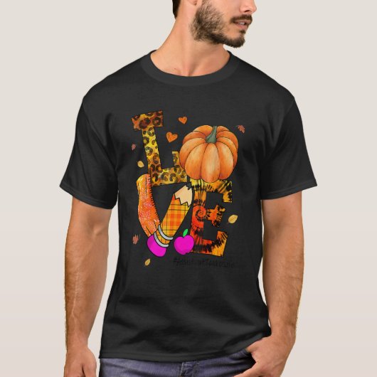 T-shirt Amour Assistant Enseignant Vie Leopard Citrouille (Devant)