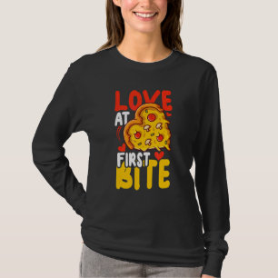 T-shirt Amour Au Premier Bite Pour Pizza Ou Nourriture