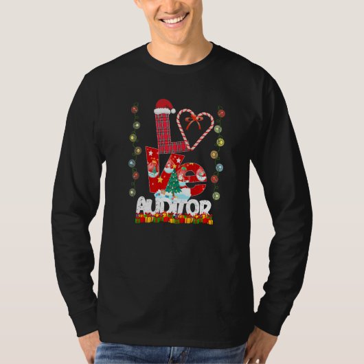 T-shirt Amour Auditeur enseignant Santa Hat Candy Xmas Pyj (Devant)