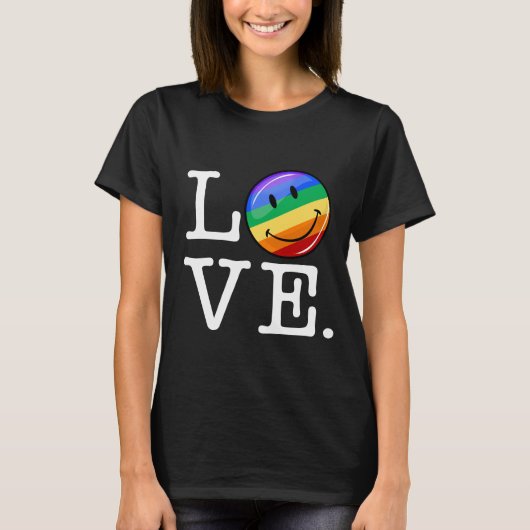T-shirt Amour avec un drapeau heureux LGBT gai (Devant)
