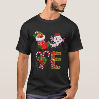 T-shirt Amour Axolotl lumières de Noël Led Funny Santa Hat