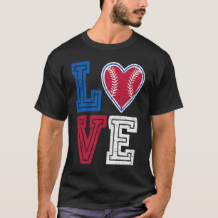 T-shirt Amour Baseball Lanceur Receveur Coureur Cœur Drôle
