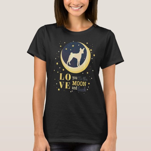 T-shirt Amour Basenji À La Lune (Devant)