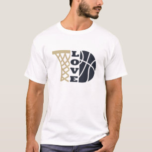 T-shirt amour basket-ball et balle bleue