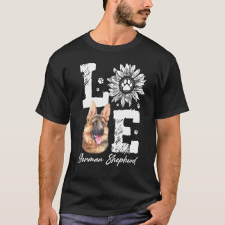 T-shirt Amour berger allemand chien paw tournesol
