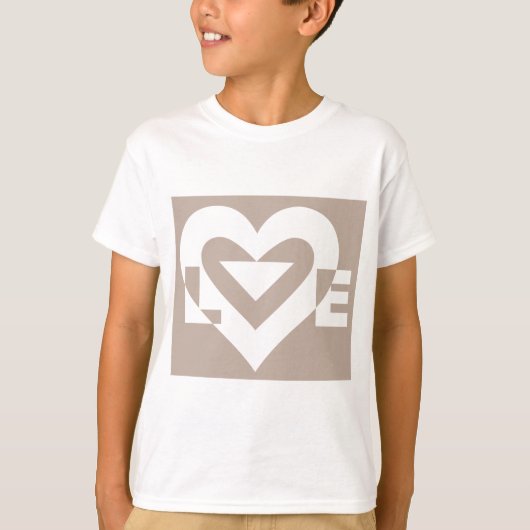 T-shirt Amour blanc sur gris (Devant)
