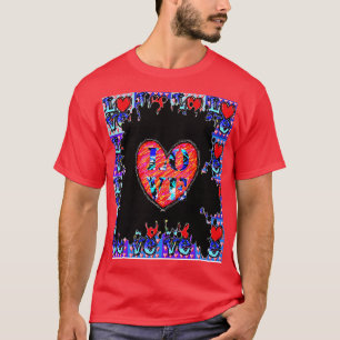 T-shirt Amour bleu coeur rouge