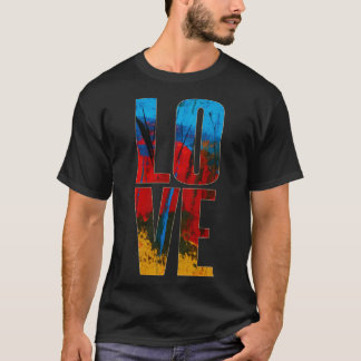 T-shirt Amour Bleu Rouge Noir Jaune tendance Art Abstrait