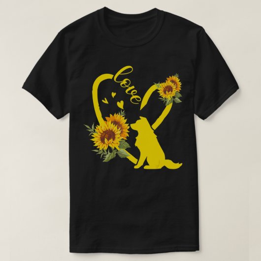 T-shirt Amour Bordure Collie Cadeaux de tournesol  (Design devant)