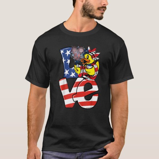 T-shirt Amour Canard Patriotique Américain Drapeau mou Can (Devant)