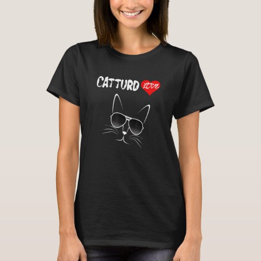 T-shirt Amour Catturd Drôle Visage Chat Avec Lunettes De S (Devant)