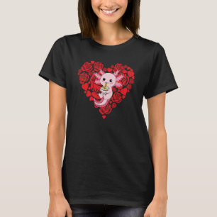 T-shirt Amour Coeur Saint Valentin Roses Axolotl Garçons E