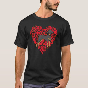 T-shirt Amour Cœur Saint-Valentin Roses Doberman Garçons E