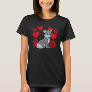 T-shirt Amour Coeur Saint-Valentin Roses Loup Garçons Enfa