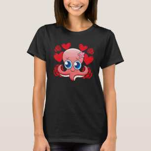 T-shirt Amour Coeur Saint Valentin Roses Octopuse Garçons