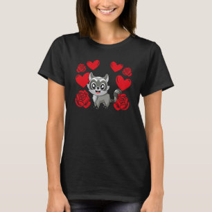 T-shirt Amour Coeur Saint-Valentin Roses Raton Laveur Garç