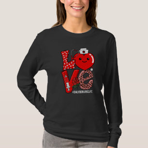 T-shirt Amour Cœur Stéthoscope Dialyse Infirmière Vie Vale