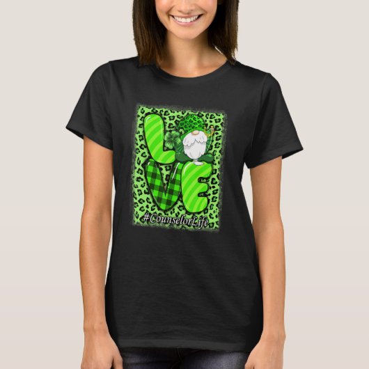 T-shirt Amour Conseiller Vie Leopard Shamrock Gnome St Par (Devant)