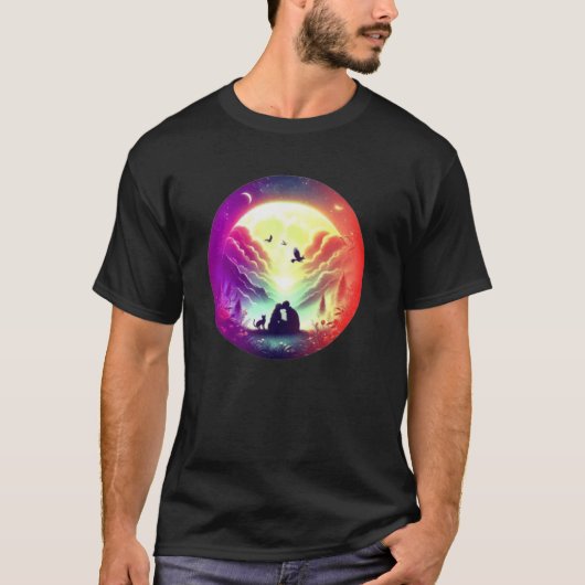 T-shirt amour couple lune (Devant)