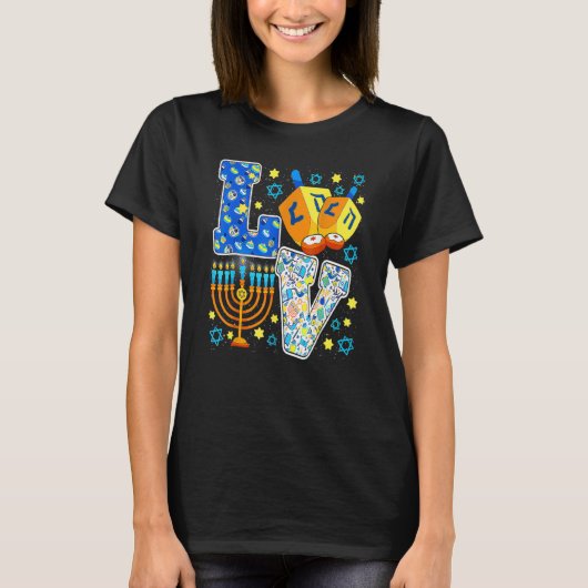 T-shirt AMOUR Cute Hanoukka Chanukah Décorations Dreidel M (Devant)