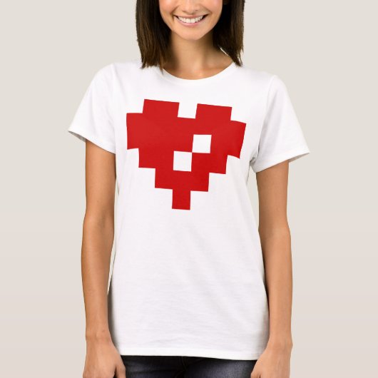 T-shirt Amour de bit du coeur 8 de pixel (Devant)
