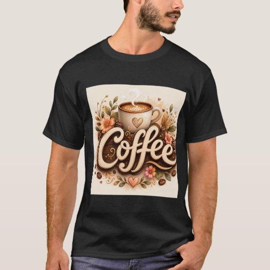 T-shirt Amour de café floral (Devant)