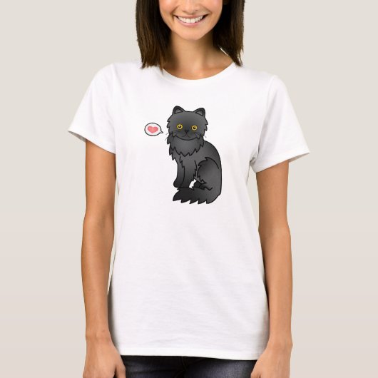 T-shirt Amour de chat persan noir (Devant)