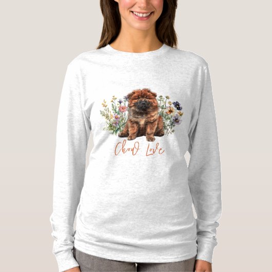 T-shirt Amour de chiot Chow à manches longues (Devant)
