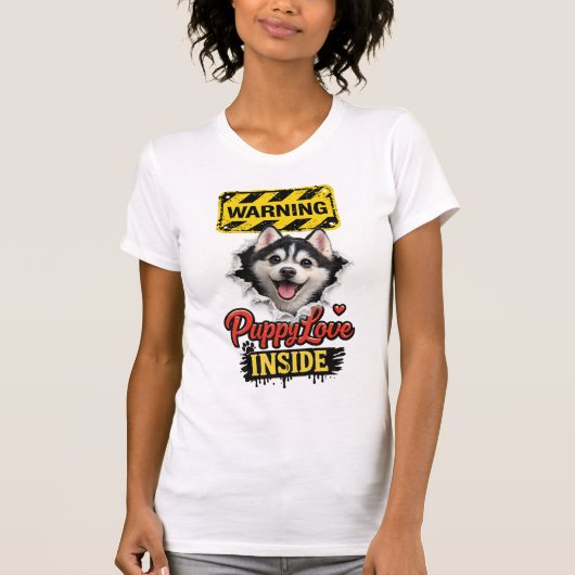 T-shirt Amour de chiot de la Saint-Valentin (Devant)