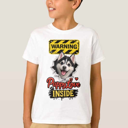 T-shirt Amour de chiot de la Saint-Valentin (Devant)
