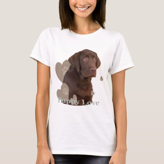 T-shirt Amour de chiot de laboratoire de chocolat (Devant)
