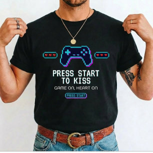 T-shirt Amour de joueur Appuyez sur Start pour embrasser