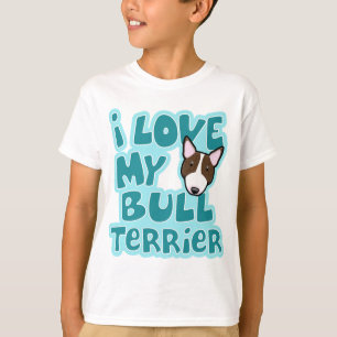 T-shirt Amour de Kawaii I mon bull-terrier Brindle