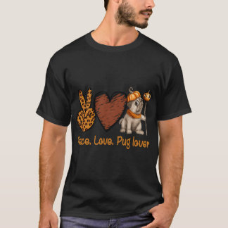 T-shirt Amour de la paix de Pug, Léopard, pug Halloween
