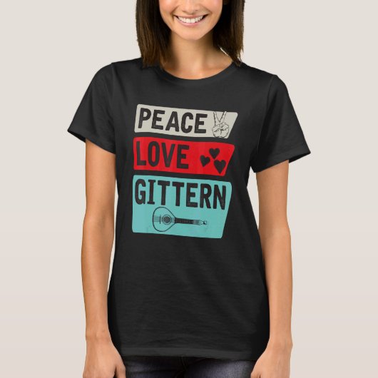 T-shirt Amour de la paix Instrument de musique Gittern Git (Devant)